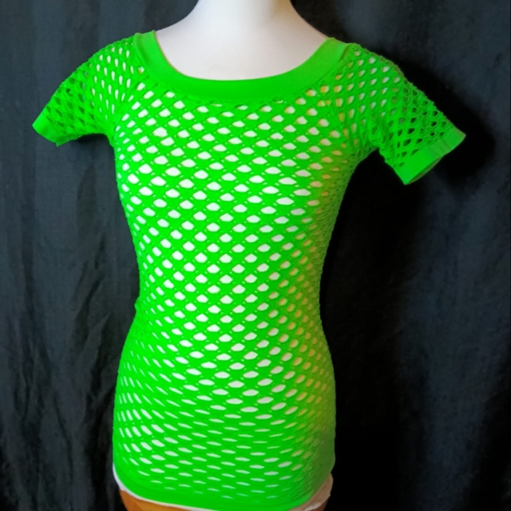 Candy Couture Neon Green Net Top